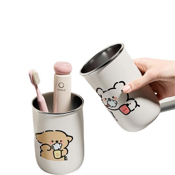 Set din două pahare din oțel inoxidabil pentru gură și periuță, 304, fără personalizare