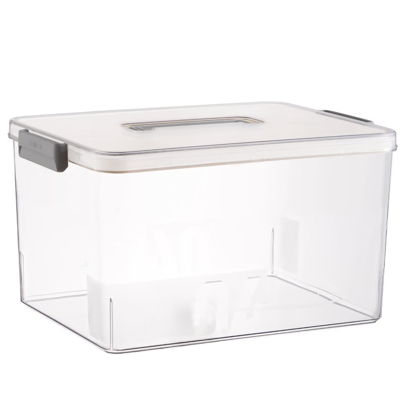 Prozirna PET kutija za pohranu s ručkom i poklopcem, 25 L, višenamjenski organizator za donje rublje, čarape i igračke