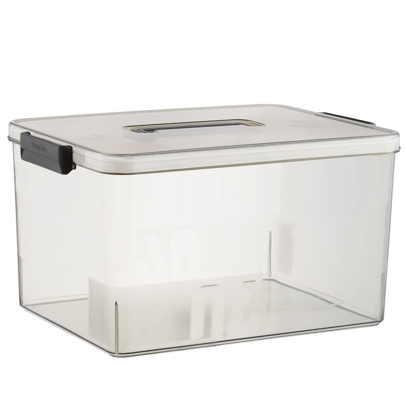 Prozirna PET kutija za pohranu s ručkom i poklopcem, 25 L, višenamjenski organizator za donje rublje, čarape i igračke