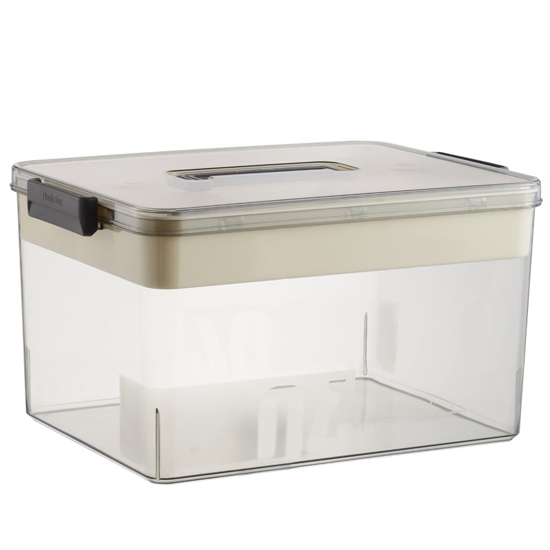 Prozirna PET kutija za pohranu s ručkom i poklopcem, 25 L, višenamjenski organizator za donje rublje, čarape i igračke
