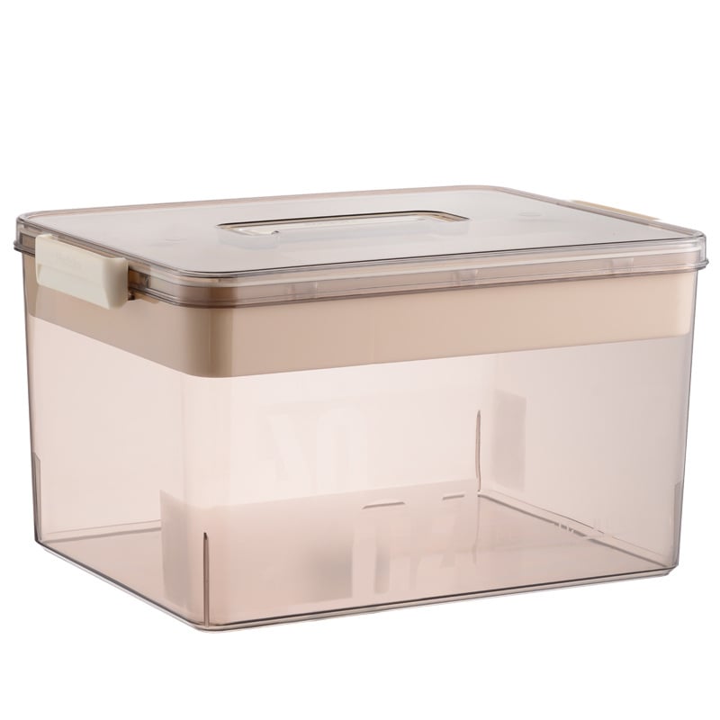 Prozirna PET kutija za pohranu s ručkom i poklopcem, 25 L, višenamjenski organizator za donje rublje, čarape i igračke