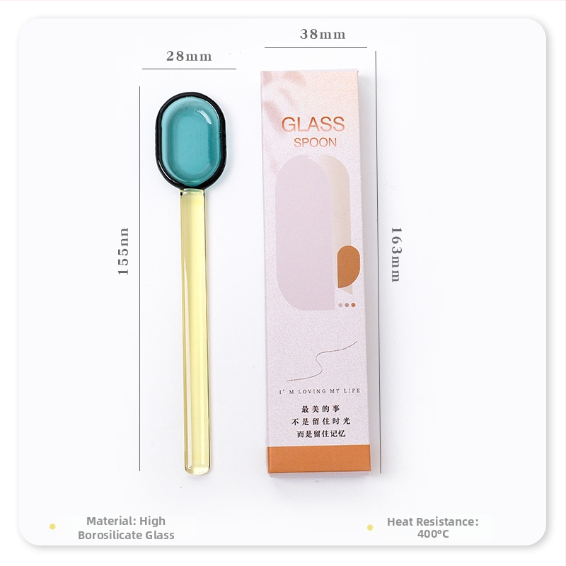 Staklena žlica za desert | Marka: Miss Jiang | Ispis logotipa: Da | Prilagodba: Da | Licencirana privatna marka: Da