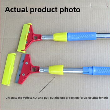 Πολυλειτουργικός τηλεσκοπικός σκραπέρ με αλουμινένιο σώμα λεπίδας και λαβή από ατσάλι, μακρύς σχεδιασμός με κάλυμμα, για οικιακό καθαρισμό γυαλιού και δαπέδων