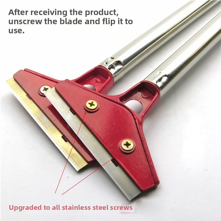 Πολυλειτουργικός τηλεσκοπικός σκραπέρ με αλουμινένιο σώμα λεπίδας και λαβή από ατσάλι, μακρύς σχεδιασμός με κάλυμμα, για οικιακό καθαρισμό γυαλιού και δαπέδων