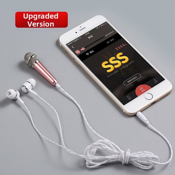 Мобилен караоке микрофон с интегрирани слушалки, Bluetooth 5.0, честотен диапазон 100 Hz - 20 kHz, SNR >= 70 dB, модел 001, без вградена батерия