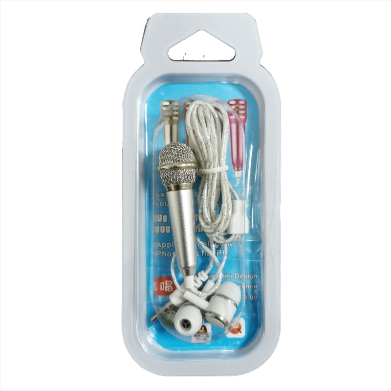 Мобилен караоке микрофон с интегрирани слушалки, Bluetooth 5.0, честотен диапазон 100 Hz - 20 kHz, SNR >= 70 dB, модел 001, без вградена батерия