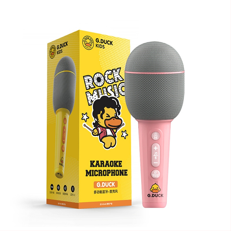 Microfon wireless cu difuzor încorporat pentru karaoke acasă, Bluetooth 5.0; baterie încorporată 800–1000 mAh; autonomie 6–8 ore; răspuns în frecvență 20 Hz–20 kHz; SNR ≥85 dB