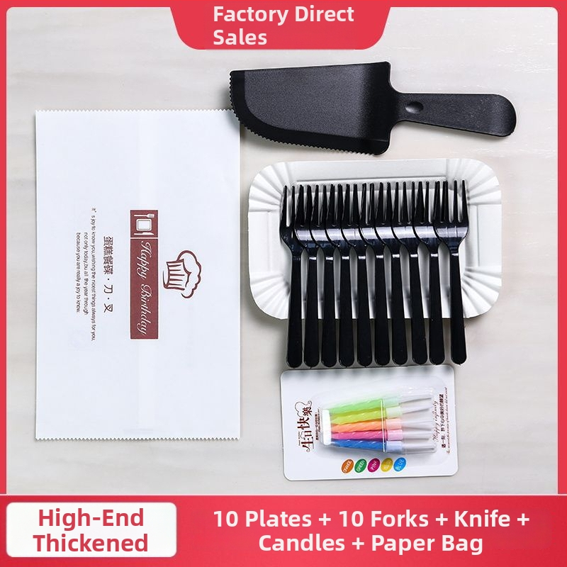 Комплект чинии за рожден ден: еднократни чинии и прибори, четири в едно – Unique, правоъгълна форма, модерен минималистичен стил