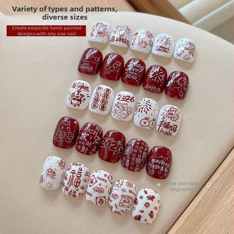 TY546 platňa na razenie nechtov z nehrdzavejúcej ocele – dizajn požehnania Roku Koňa pre začiatočníkov