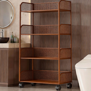 Μπάνιο: πολυπίπεδη μεταλλική μονάδα αποθήκευσης με ρόδες για καλλυντικά και νεροχύτη