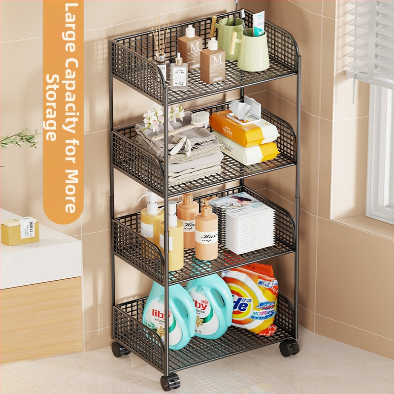 Μπάνιο: πολυπίπεδη μεταλλική μονάδα αποθήκευσης με ρόδες για καλλυντικά και νεροχύτη
