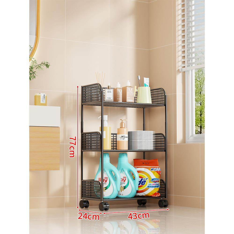 Μπάνιο: πολυπίπεδη μεταλλική μονάδα αποθήκευσης με ρόδες για καλλυντικά και νεροχύτη