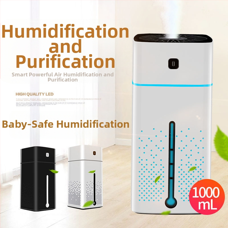 Inteligentný zvlhčovač do domácnosti a kancelárie, tichý chod, nádrž 0,5–1 L, 3 a viac výstupov hmly, konštantná vlhkosť, napájanie batériou (do miestností do 10 m2)