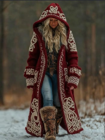 Palton de iarnă unisex cu glugă, guler rever, lungime peste 100 cm, imprimeu digital, buzunare laterale