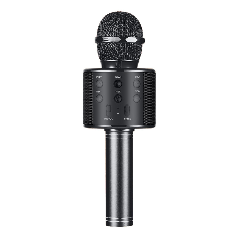 WS-858 Microfon karaoke wireless cu difuzor încorporat, microfon condensator, Bluetooth 5.3, baterie 1000-1200mAh, autonomie 3-6h, 100Hz-20kHz, SNR ≥75dB