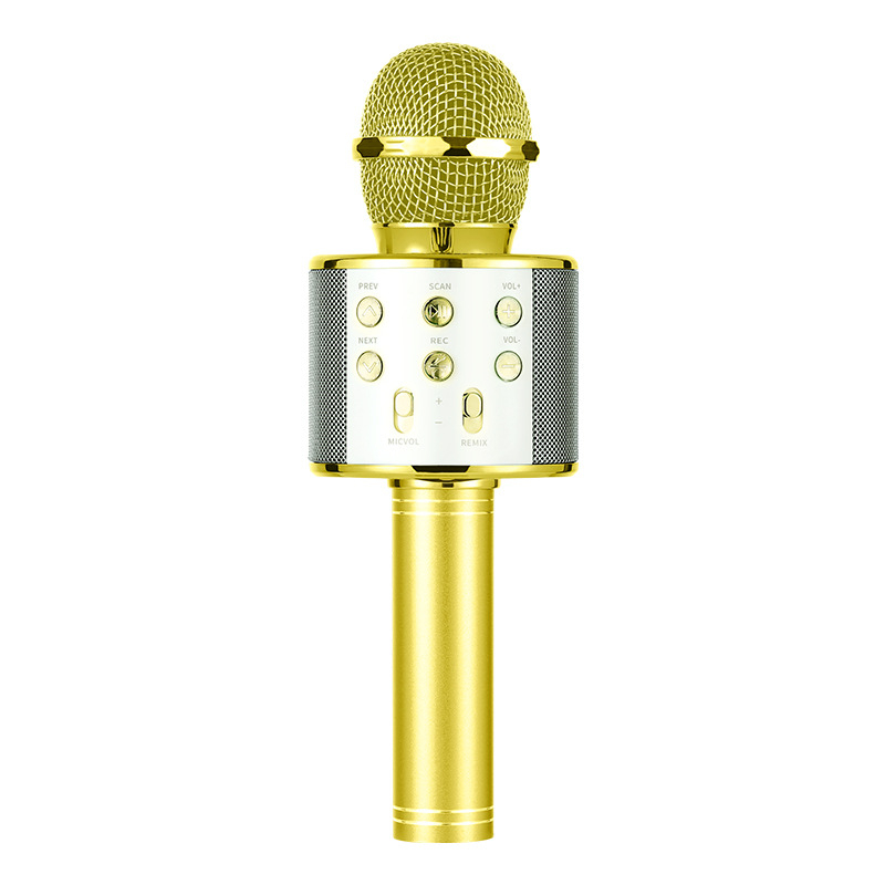 WS-858 Microfon karaoke wireless cu difuzor încorporat, microfon condensator, Bluetooth 5.3, baterie 1000-1200mAh, autonomie 3-6h, 100Hz-20kHz, SNR ≥75dB