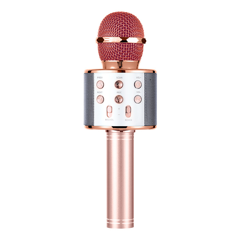WS-858 Microfon karaoke wireless cu difuzor încorporat, microfon condensator, Bluetooth 5.3, baterie 1000-1200mAh, autonomie 3-6h, 100Hz-20kHz, SNR ≥75dB