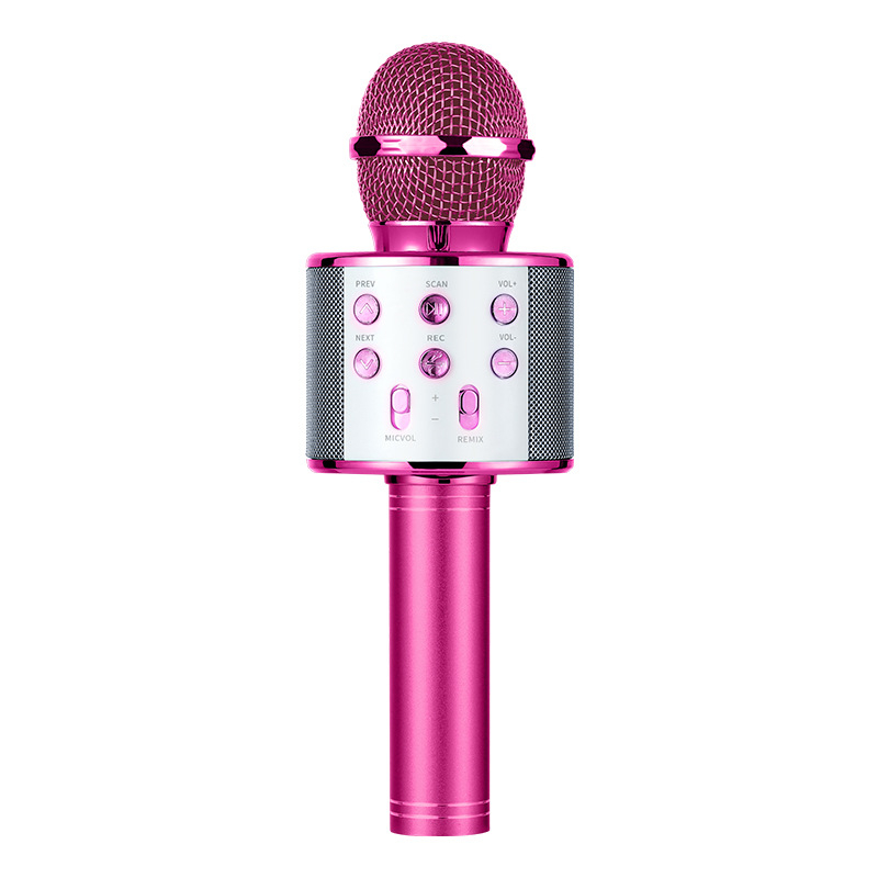 WS-858 Microfon karaoke wireless cu difuzor încorporat, microfon condensator, Bluetooth 5.3, baterie 1000-1200mAh, autonomie 3-6h, 100Hz-20kHz, SNR ≥75dB