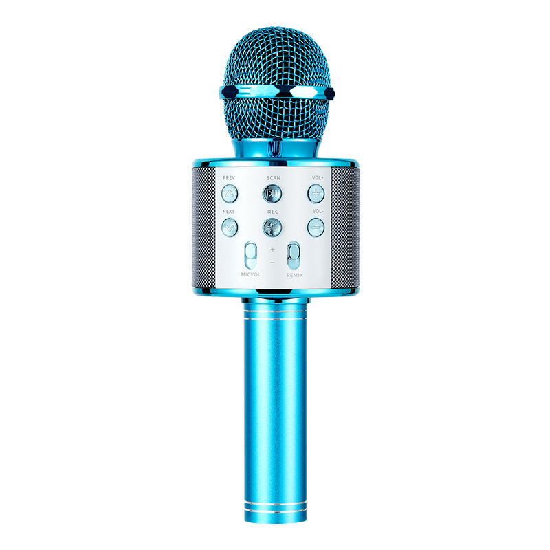 WS-858 Microfon karaoke wireless cu difuzor încorporat, microfon condensator, Bluetooth 5.3, baterie 1000-1200mAh, autonomie 3-6h, 100Hz-20kHz, SNR ≥75dB