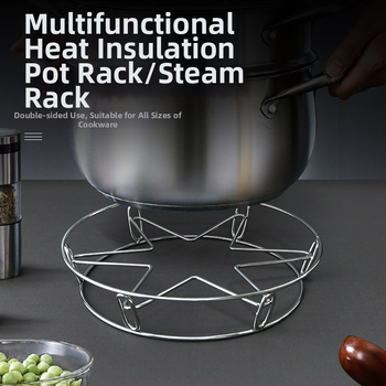 Kaiwang рафт за кухня от неръждаема стомана за гювечи и пароварки, двойно ниво, топлоизолационна подложка, мултифункционален