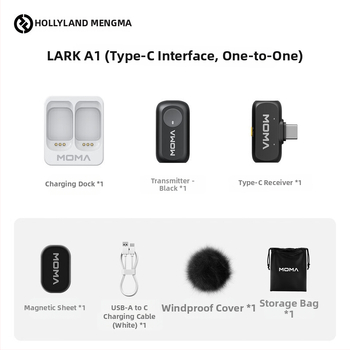 Клип-микрофон за жив стрийминг - Mengma LARK A1, омнидирекционен, 20 Hz–20 kHz, SNR ≥60 dB, вградена батерия 50–100 mAh, 3–6 ч живот на батерията