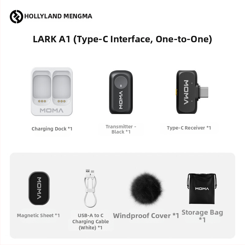 Клип-микрофон за жив стрийминг - Mengma LARK A1, омнидирекционен, 20 Hz–20 kHz, SNR ≥60 dB, вградена батерия 50–100 mAh, 3–6 ч живот на батерията