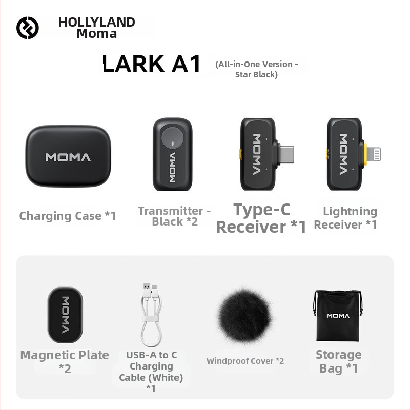 Клип-микрофон за жив стрийминг - Mengma LARK A1, омнидирекционен, 20 Hz–20 kHz, SNR ≥60 dB, вградена батерия 50–100 mAh, 3–6 ч живот на батерията