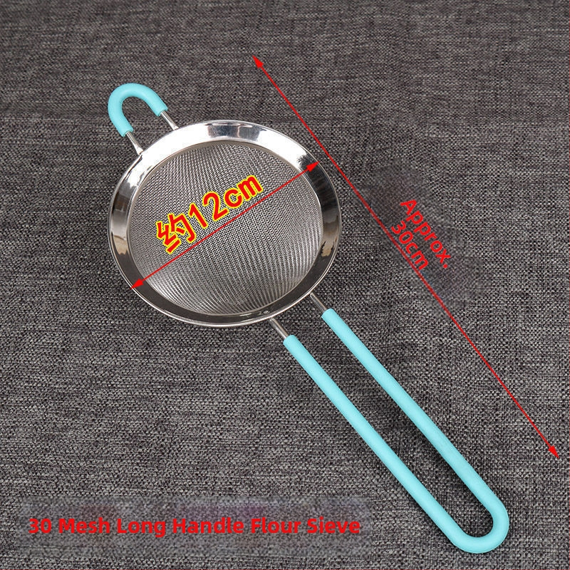 Nerezové oceľové ručné sito na múku s ultrajemnou sieťou – na preosievanie múky, cukru a práškov