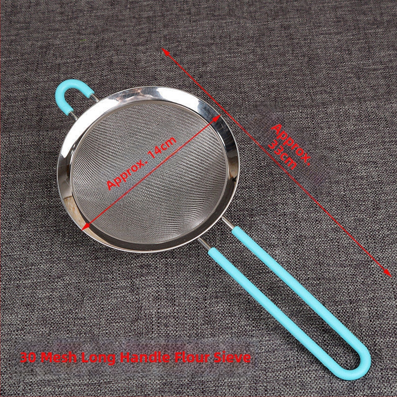 Nerezové oceľové ručné sito na múku s ultrajemnou sieťou – na preosievanie múky, cukru a práškov