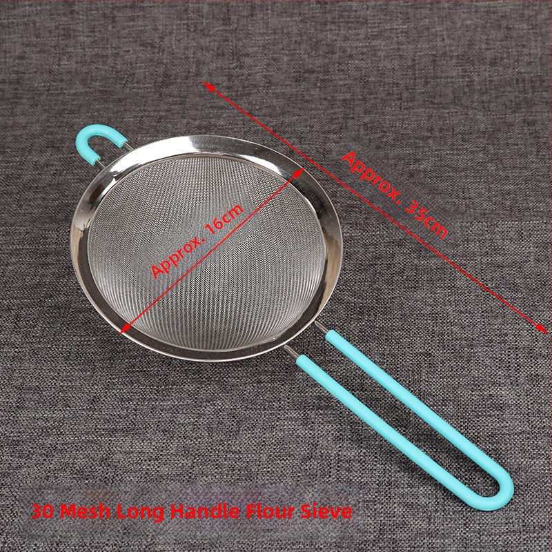 Nerezové oceľové ručné sito na múku s ultrajemnou sieťou – na preosievanie múky, cukru a práškov