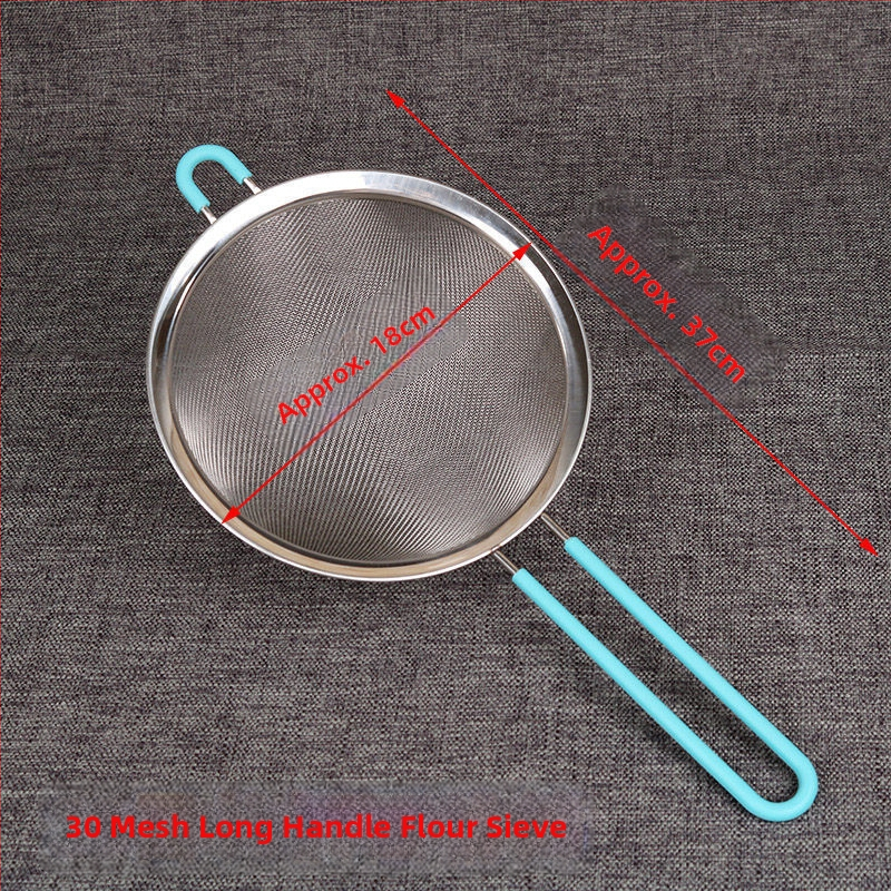 Nerezové oceľové ručné sito na múku s ultrajemnou sieťou – na preosievanie múky, cukru a práškov