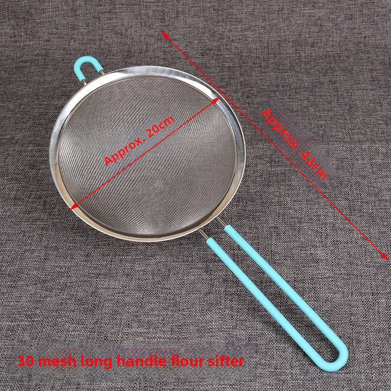 Nerezové oceľové ručné sito na múku s ultrajemnou sieťou – na preosievanie múky, cukru a práškov