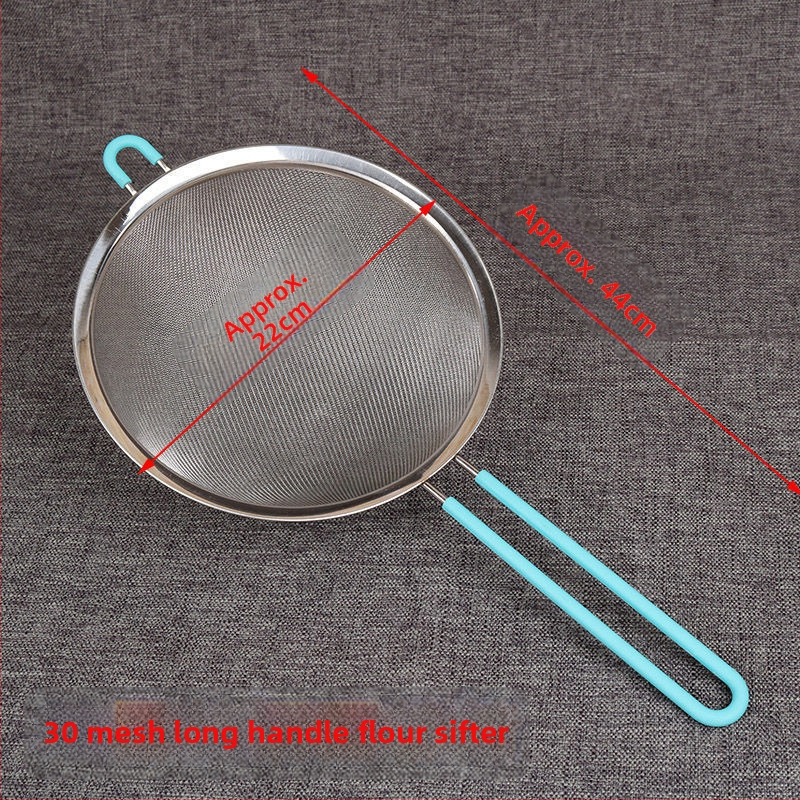 Nerezové oceľové ručné sito na múku s ultrajemnou sieťou – na preosievanie múky, cukru a práškov