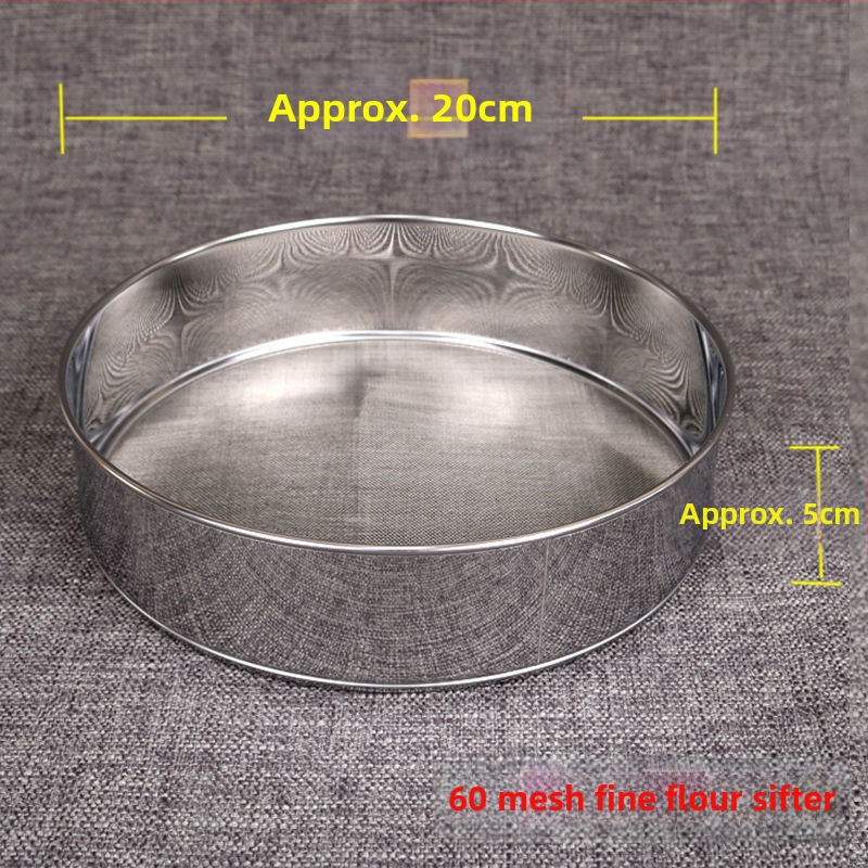 Nerezové oceľové ručné sito na múku s ultrajemnou sieťou – na preosievanie múky, cukru a práškov
