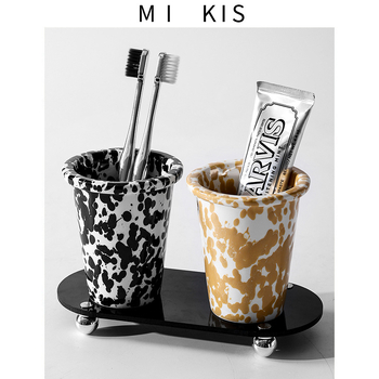 MIKIS fürdőszobai fogkefetartó pohárral a szájöblítéshez és fogkrém-tárolóval – ajándékra kész, logó nélkül, testreszabás nélkül