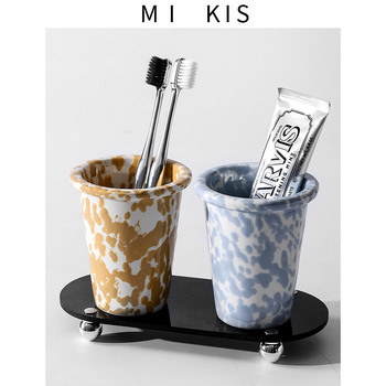 MIKIS fürdőszobai fogkefetartó pohárral a szájöblítéshez és fogkrém-tárolóval – ajándékra kész, logó nélkül, testreszabás nélkül