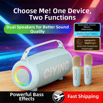 Bezdrôtový karaoke mikrofón s integrovaným mini reproduktorom — Bluetooth 5.0, 2 reproduktory, 10W, rozsah 100 Hz-20 kHz, pomer signálu k šumu ≥85 dB