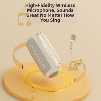 Bezdrôtový karaoke mikrofón s integrovaným mini reproduktorom — Bluetooth 5.0, 2 reproduktory, 10W, rozsah 100 Hz-20 kHz, pomer signálu k šumu ≥85 dB