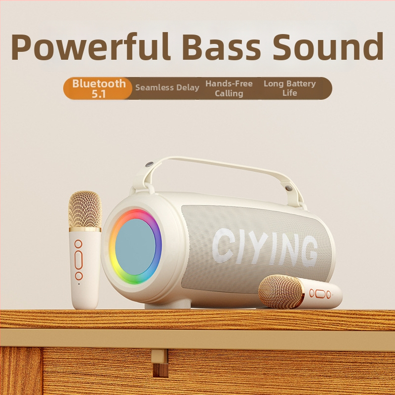 Bezdrôtový karaoke mikrofón s integrovaným mini reproduktorom — Bluetooth 5.0, 2 reproduktory, 10W, rozsah 100 Hz-20 kHz, pomer signálu k šumu ≥85 dB