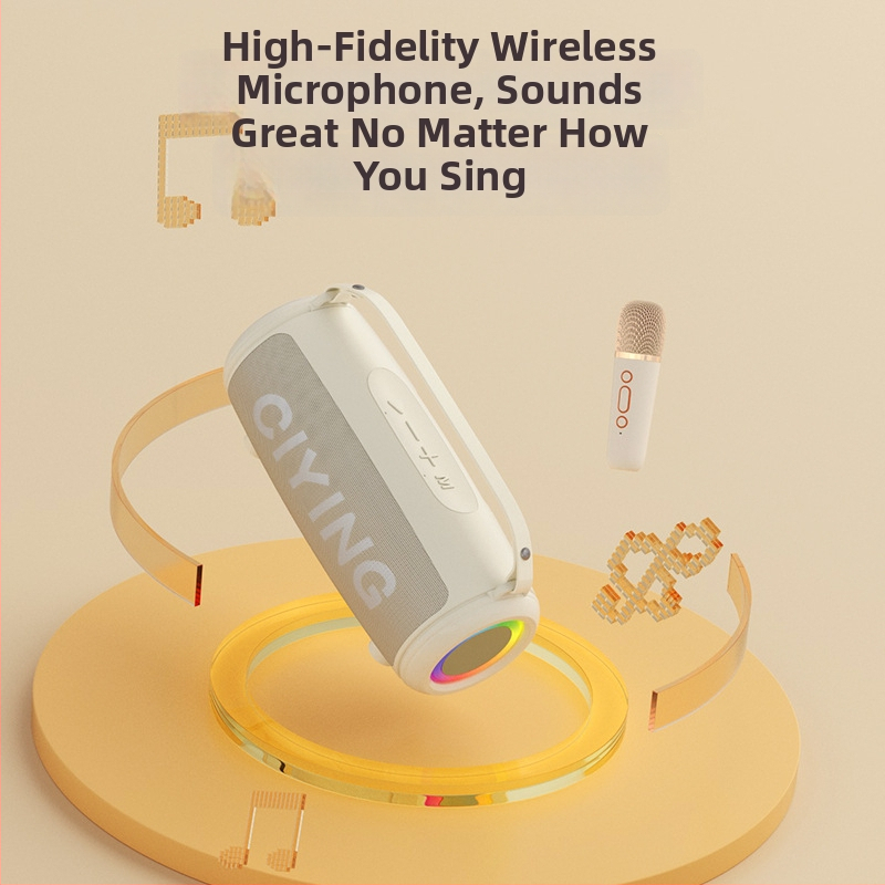 Bezdrôtový karaoke mikrofón s integrovaným mini reproduktorom — Bluetooth 5.0, 2 reproduktory, 10W, rozsah 100 Hz-20 kHz, pomer signálu k šumu ≥85 dB