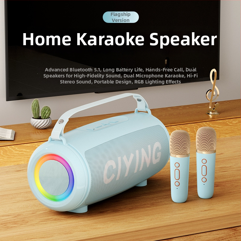 Bezdrôtový karaoke mikrofón s integrovaným mini reproduktorom — Bluetooth 5.0, 2 reproduktory, 10W, rozsah 100 Hz-20 kHz, pomer signálu k šumu ≥85 dB