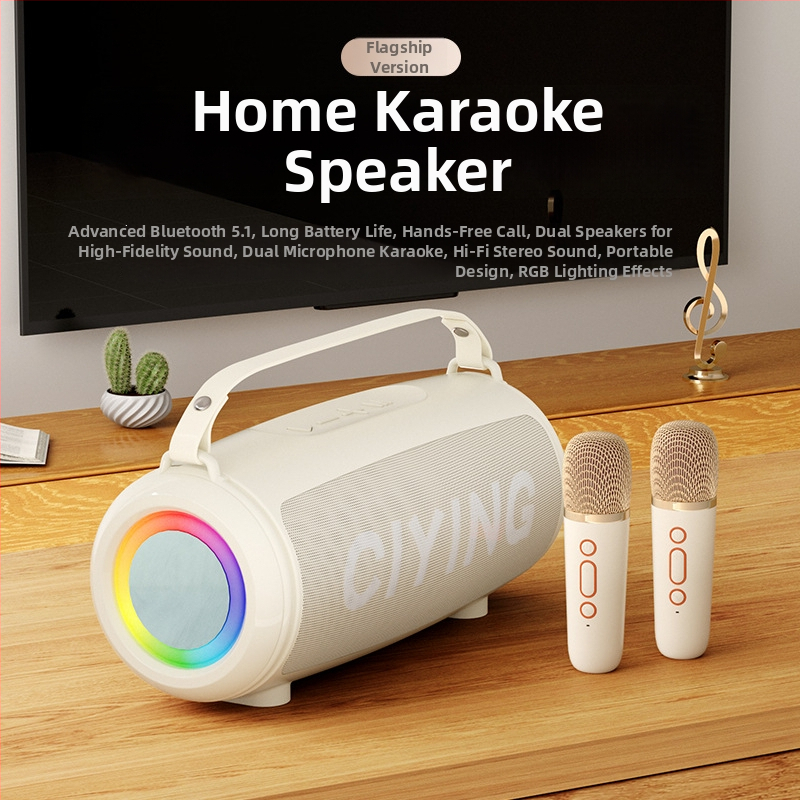 Bezdrôtový karaoke mikrofón s integrovaným mini reproduktorom — Bluetooth 5.0, 2 reproduktory, 10W, rozsah 100 Hz-20 kHz, pomer signálu k šumu ≥85 dB