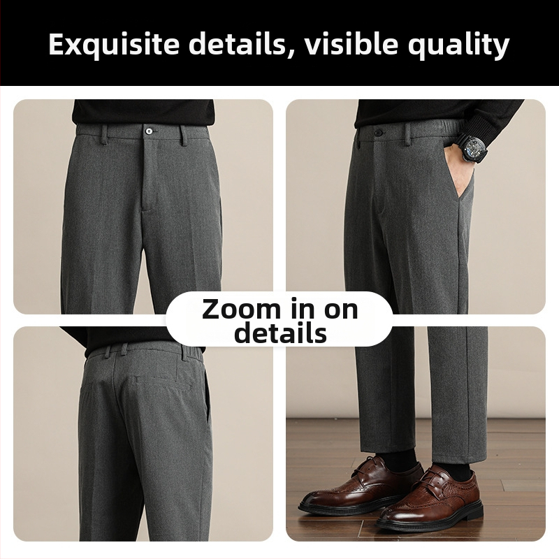 Панталони мъжки straight-leg, зимни бизнес стил — джобове, 68% полиестер, 28% вискоза, 4% спандекс