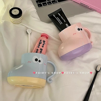 Pahar din plastic pentru clătirea gurii, pentru uz casnic, design drăguț pentru copii și cupluri, potrivit pentru cămine studențești