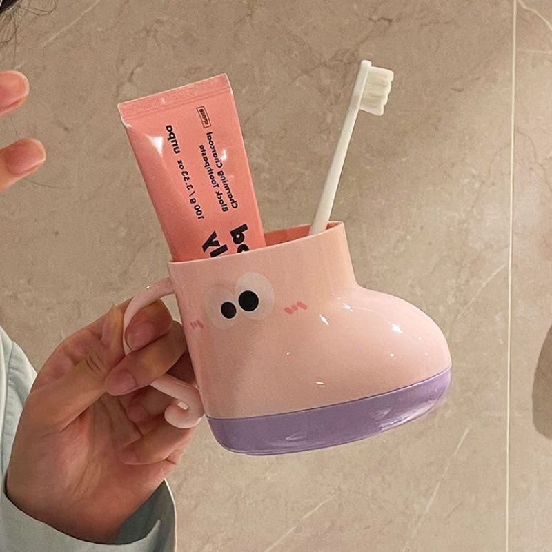 Pahar din plastic pentru clătirea gurii, pentru uz casnic, design drăguț pentru copii și cupluri, potrivit pentru cămine studențești