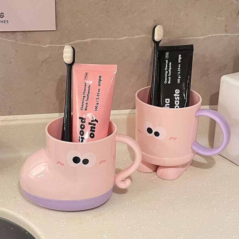 Pahar din plastic pentru clătirea gurii, pentru uz casnic, design drăguț pentru copii și cupluri, potrivit pentru cămine studențești