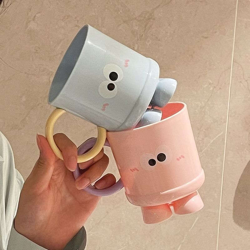 Pahar din plastic pentru clătirea gurii, pentru uz casnic, design drăguț pentru copii și cupluri, potrivit pentru cămine studențești