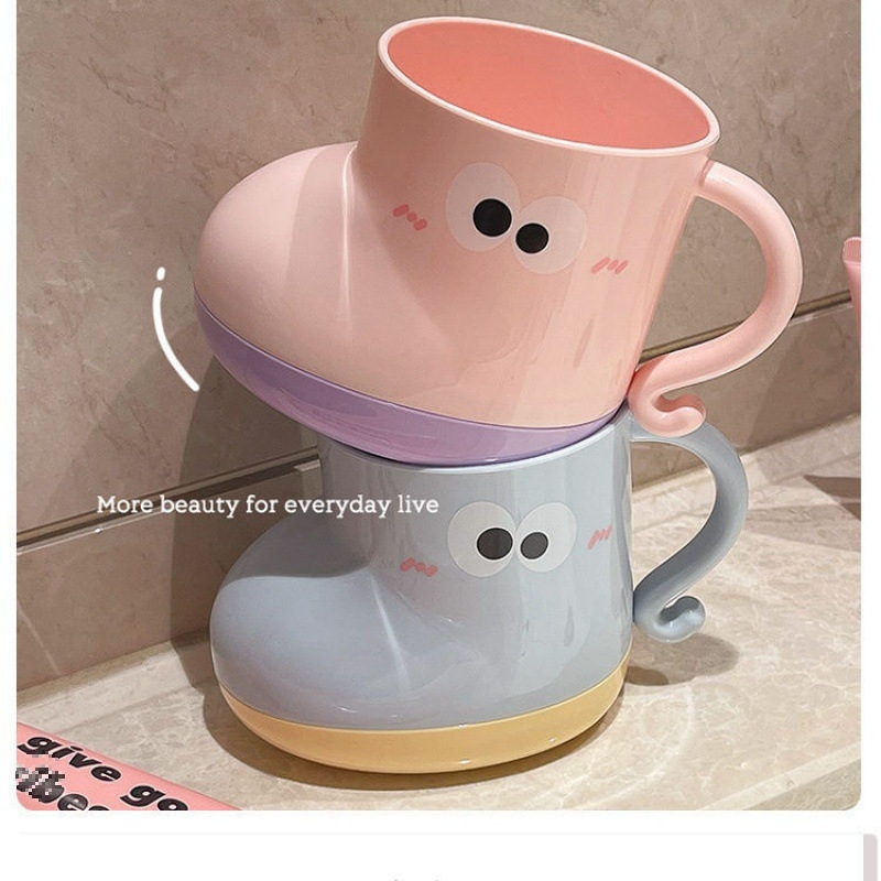 Pahar din plastic pentru clătirea gurii, pentru uz casnic, design drăguț pentru copii și cupluri, potrivit pentru cămine studențești