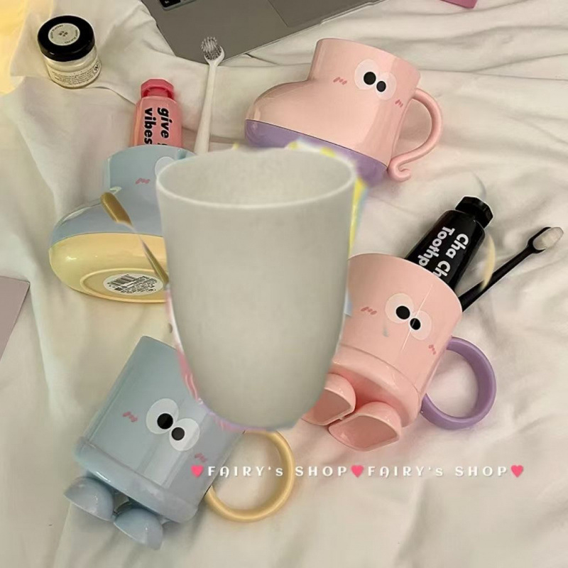 Pahar din plastic pentru clătirea gurii, pentru uz casnic, design drăguț pentru copii și cupluri, potrivit pentru cămine studențești