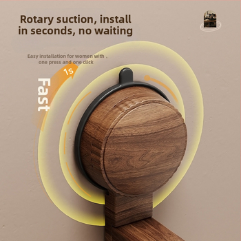 Държач за кърпи с вакуумно закрепване, антик стил, разтегателен за баня, орехово дърво + алуминий + ABS